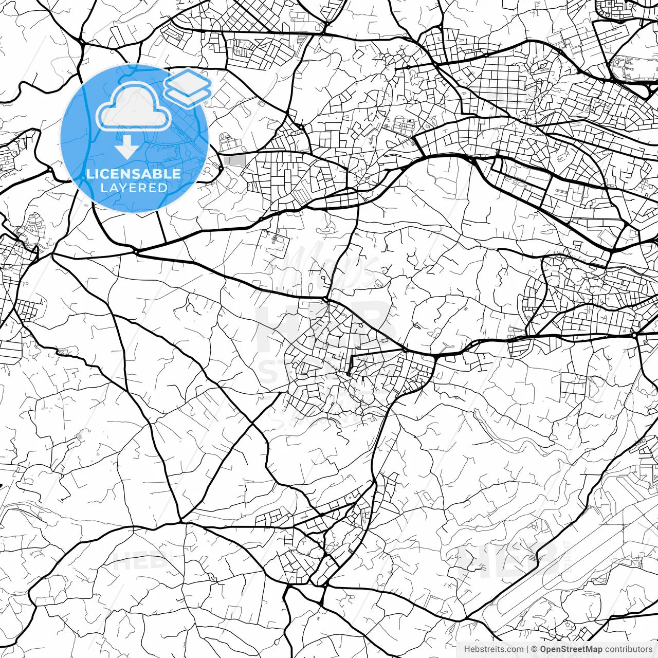 Layered PDF map of Żebbuġ, Southern Region, Malta