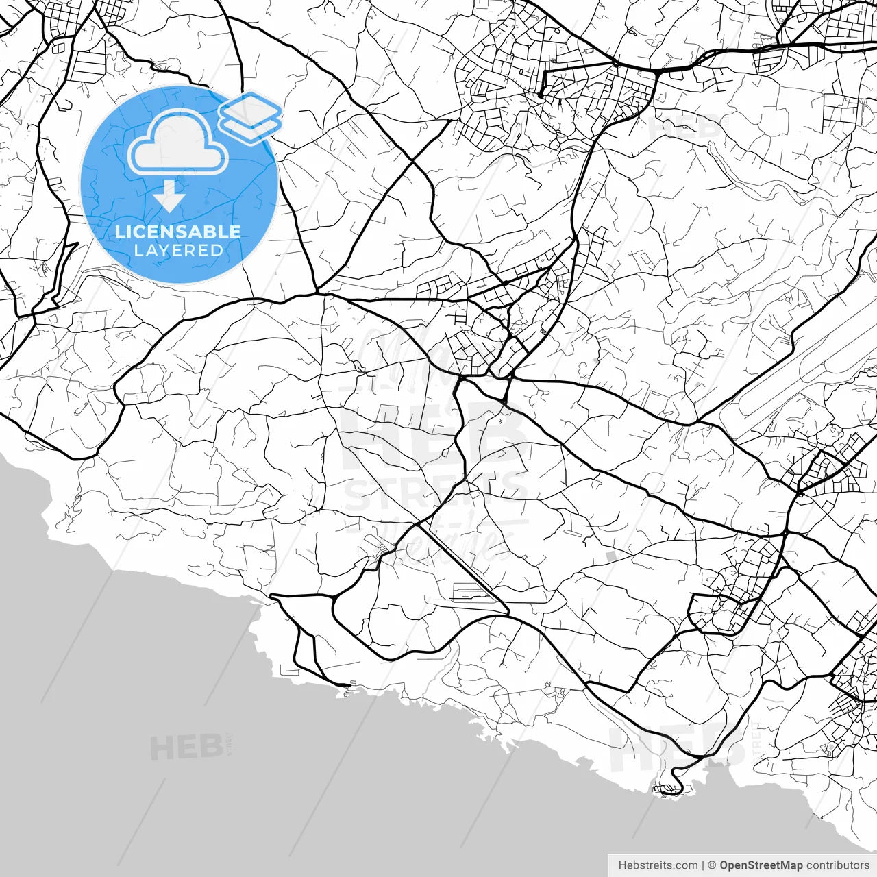 Layered PDF map of Siġġiewi, Southern Region, Malta