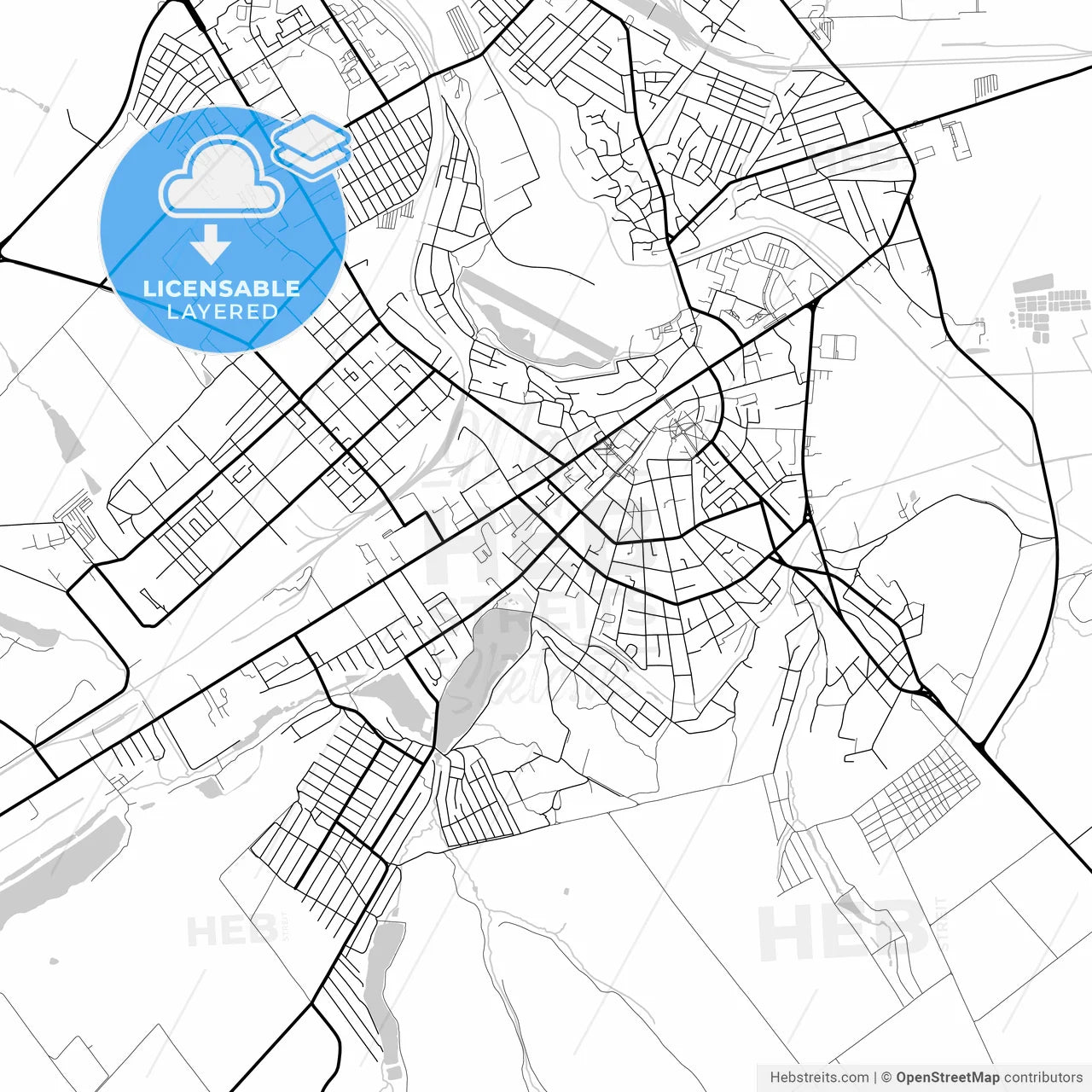 Layered PDF map of Bălți, Bălți municipality, Moldova