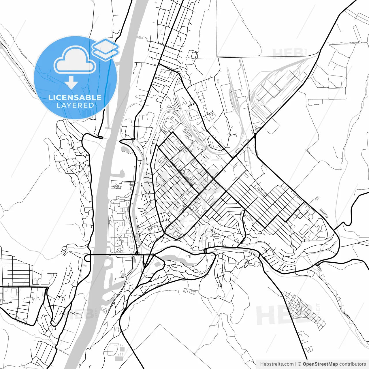 Layered PDF map of Rîbnița, Transnistria, Moldova