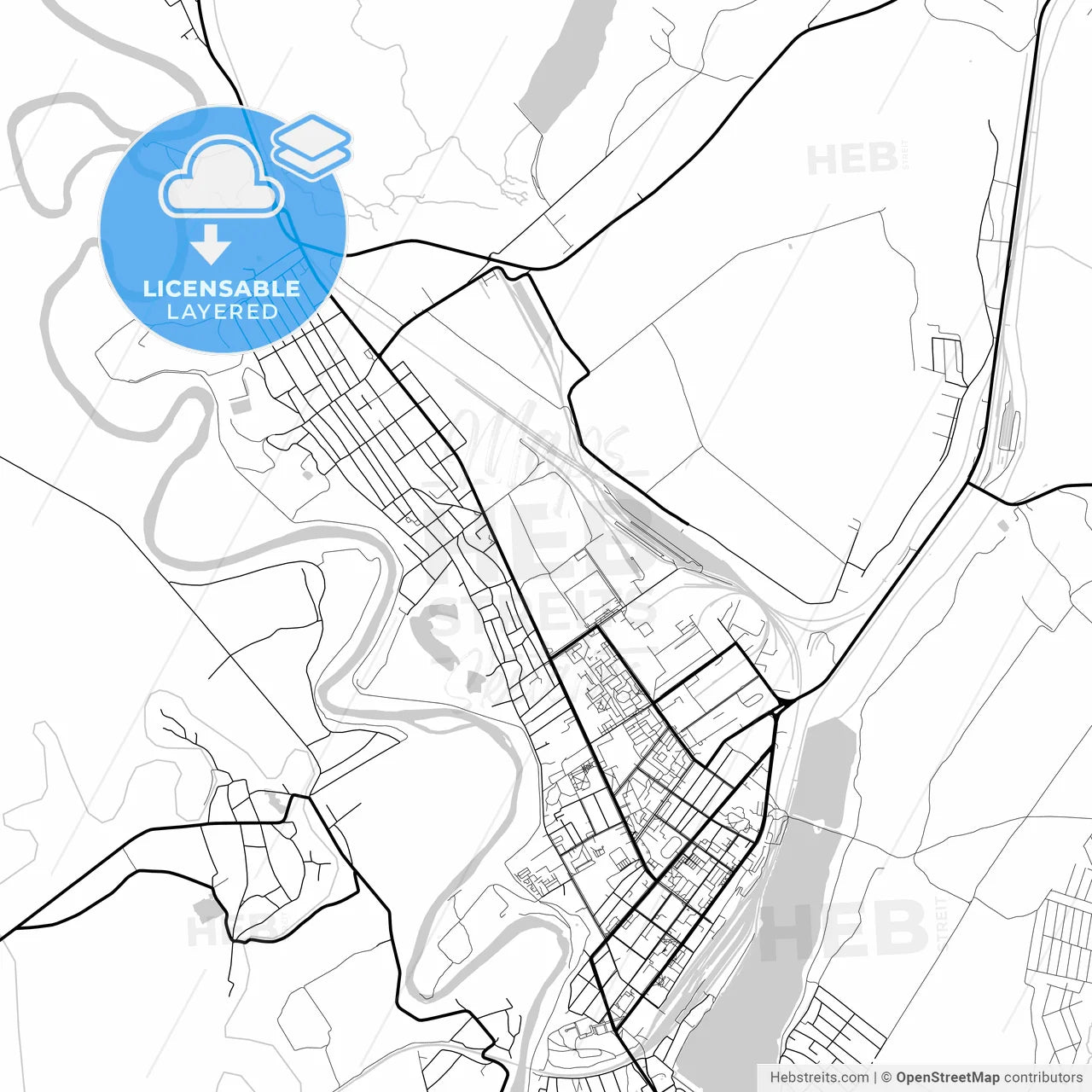 Layered PDF map of Ungheni, Ungheni district, Moldova