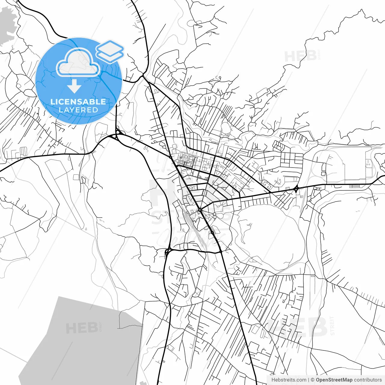 Layered PDF map of Nikšić, Central, Montenegro