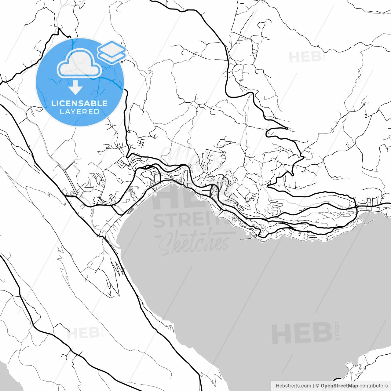 Layered PDF map of Herceg Novi, Coastal, Montenegro