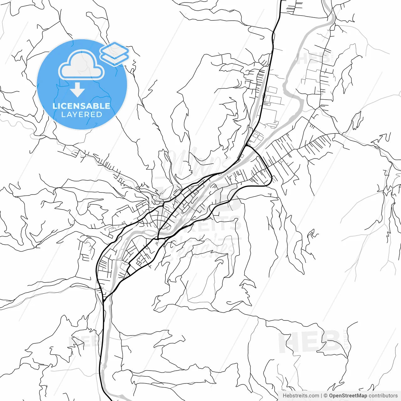 Layered PDF map of Bijelo Polje, Northern, Montenegro