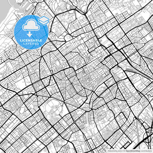 Layered PDF map of The Hague, South Holland, Netherlands