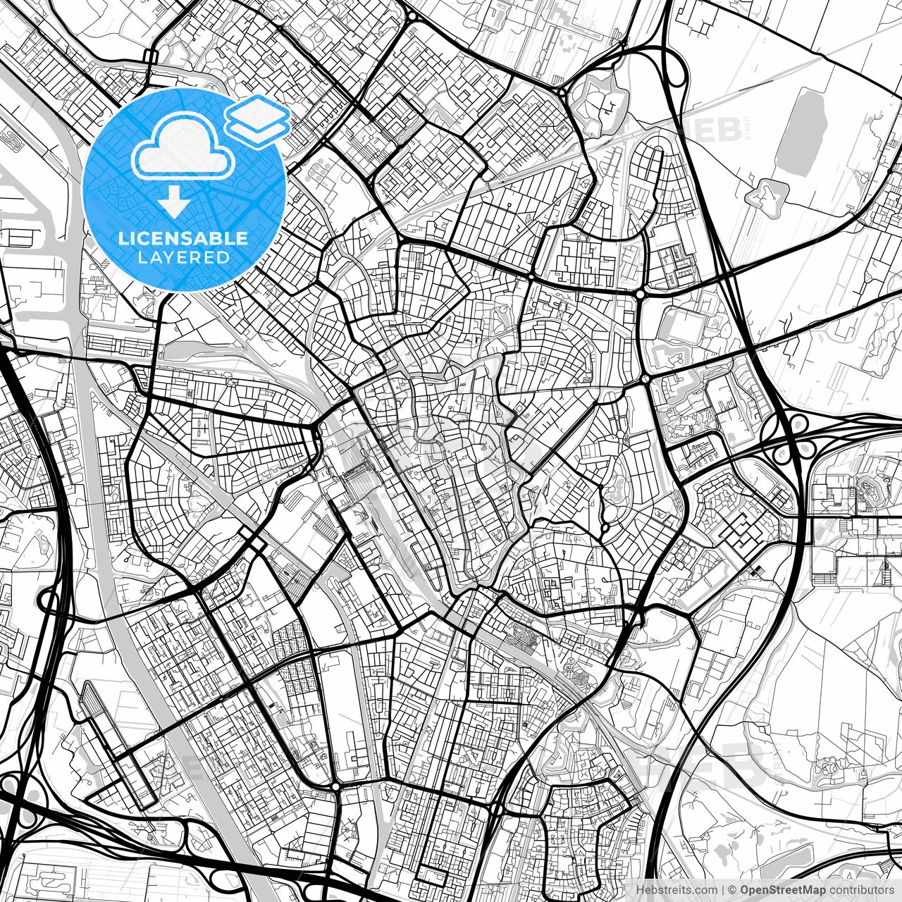 Layered PDF map of Utrecht, Utrecht, Netherlands