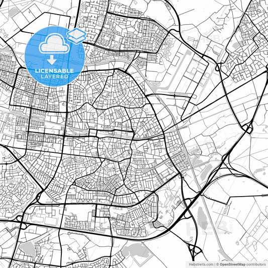Layered PDF map of Tilburg, North Brabant, Netherlands