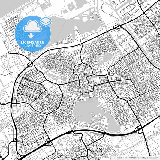 Layered PDF map of Almere, Flevoland, Netherlands