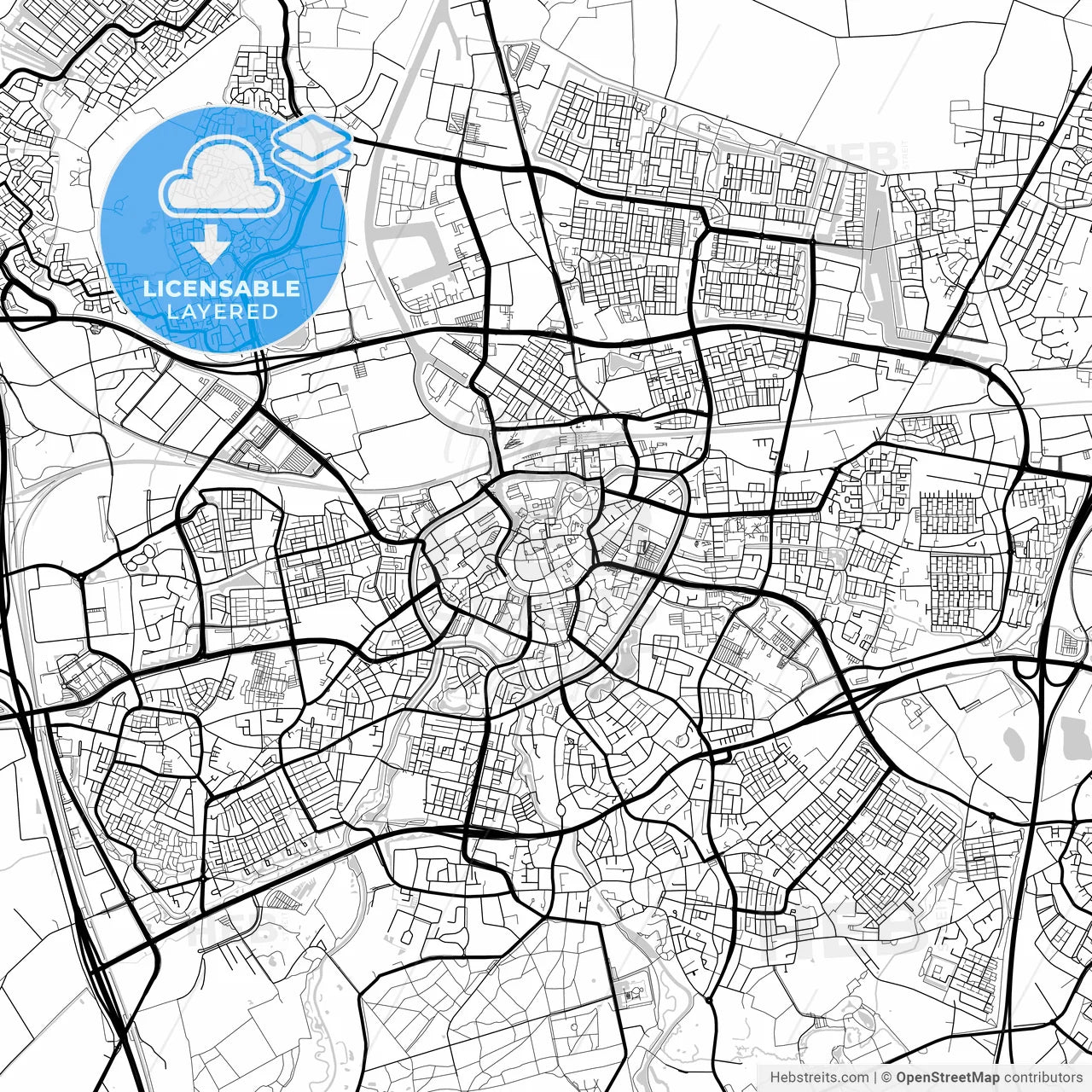 Layered PDF map of Breda, North Brabant, Netherlands