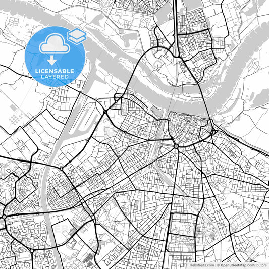 Layered PDF map of Nijmegen, Gelderland, Netherlands