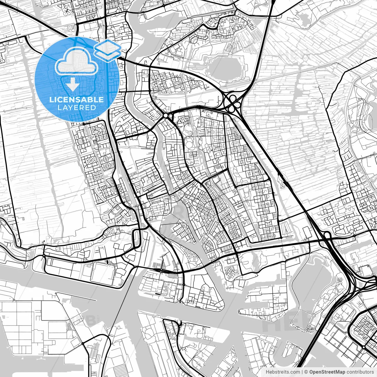 Layered PDF map of Zaanstad, North Holland, Netherlands