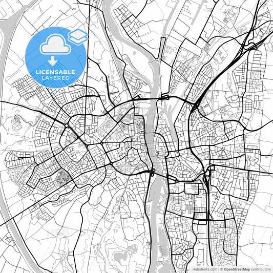 Layered PDF map of Maastricht, Limburg, Netherlands