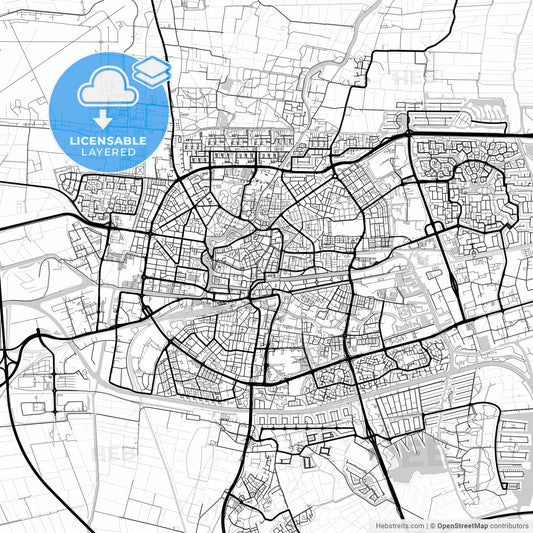 Layered PDF map of Leeuwarden, Friesland, Netherlands
