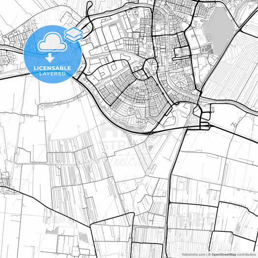 Layered PDF map of Alphen aan den Rijn, South Holland, Netherlands
