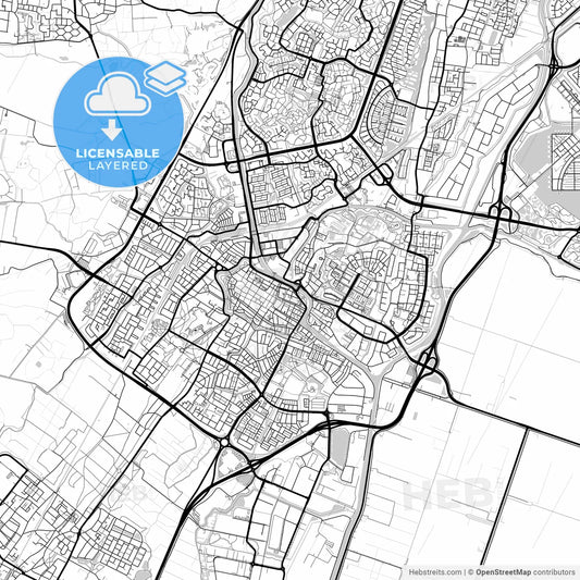 Layered PDF map of Alkmaar, North Holland, Netherlands