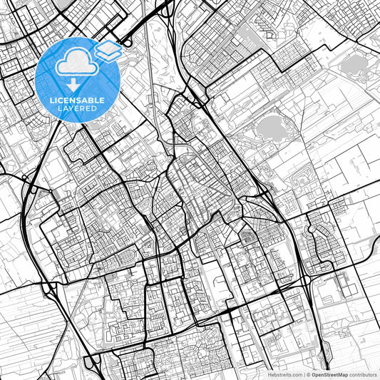 Layered PDF map of Delft, South Holland, Netherlands