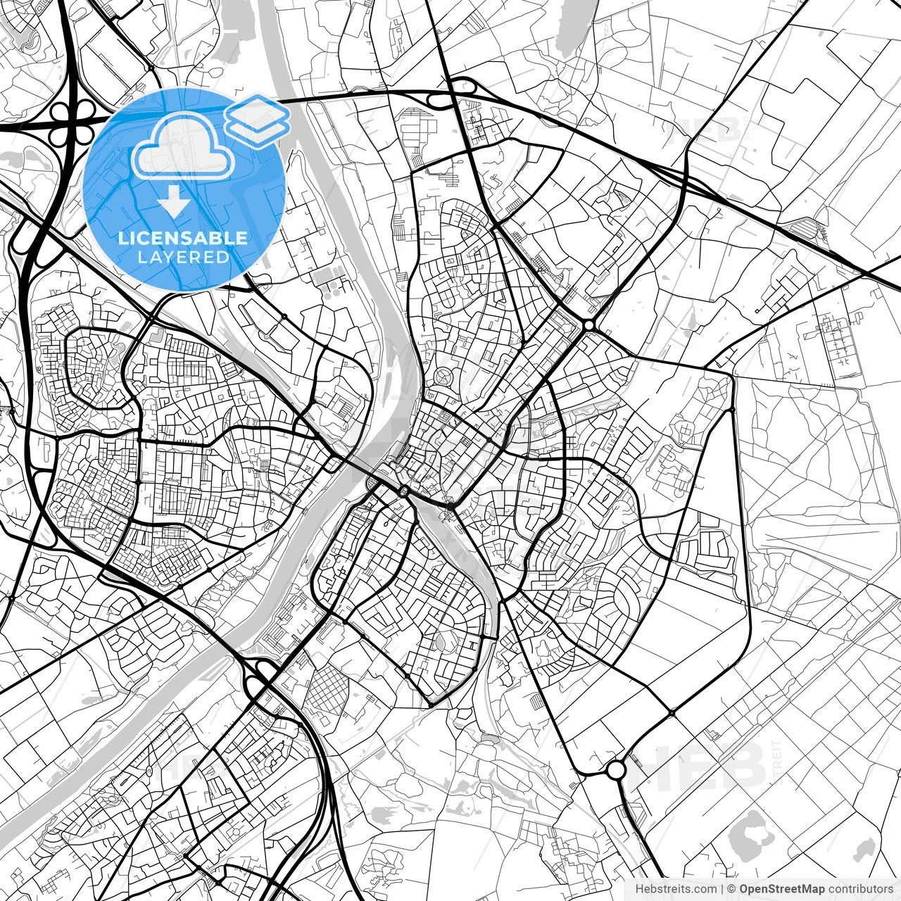 Layered PDF map of Venlo, Limburg, Netherlands