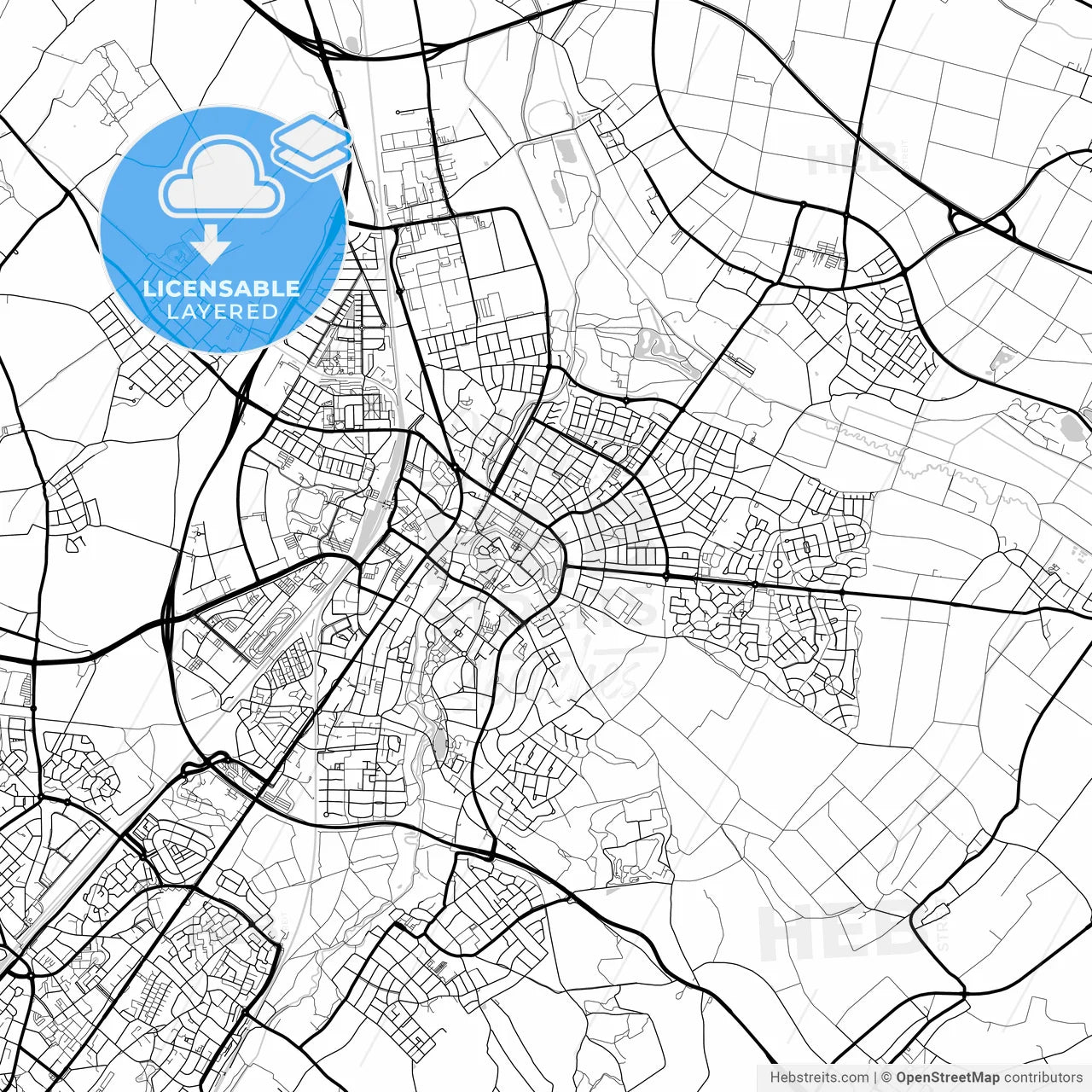 Layered PDF map of Sittard-Geleen, Limburg, Netherlands