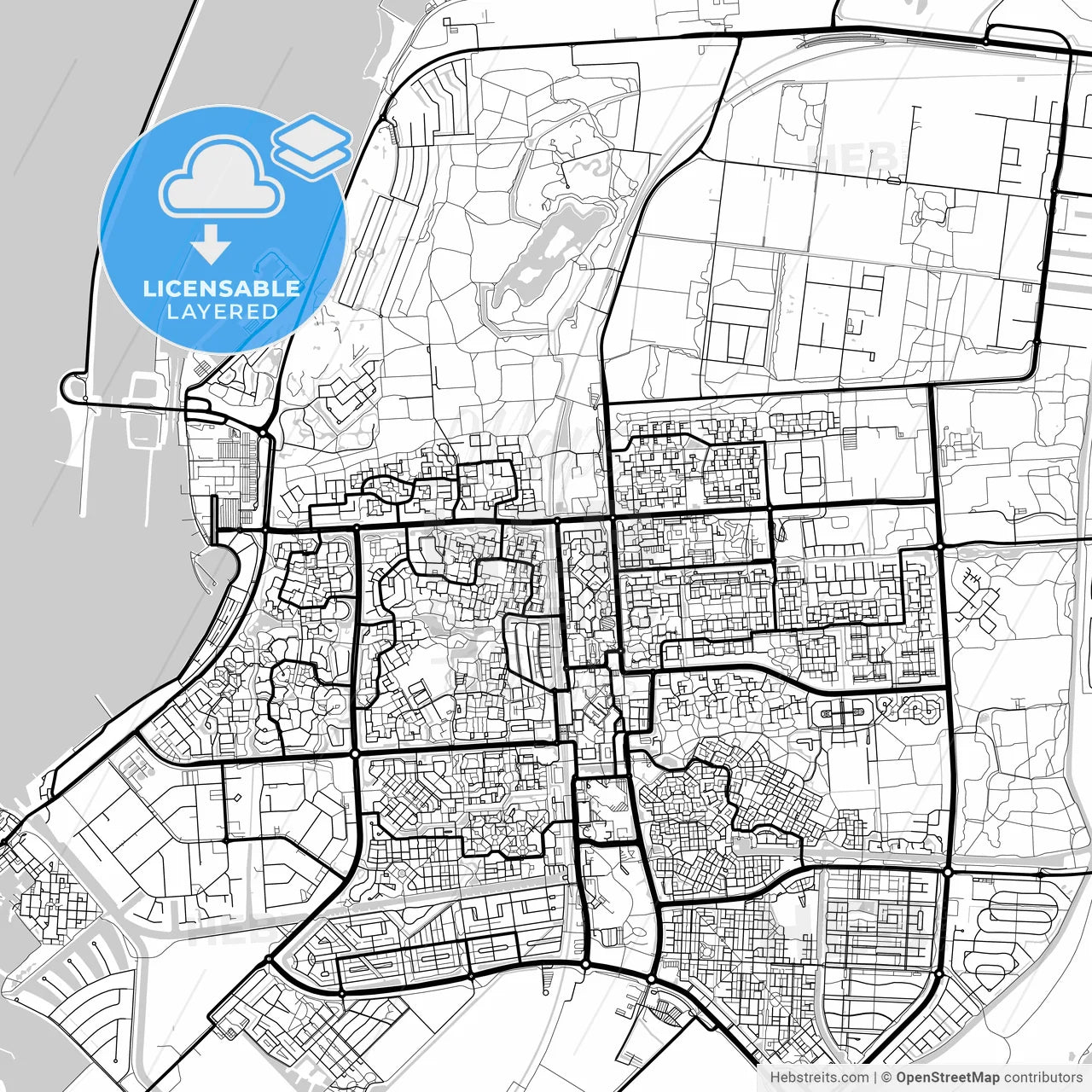 Layered PDF map of Lelystad, Flevoland, Netherlands