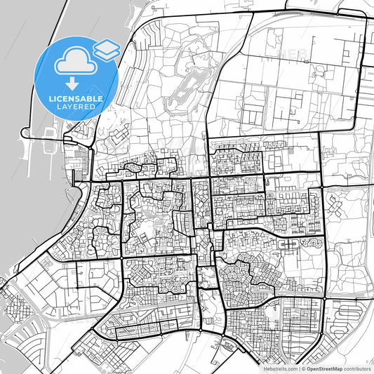 Layered PDF map of Lelystad, Flevoland, Netherlands