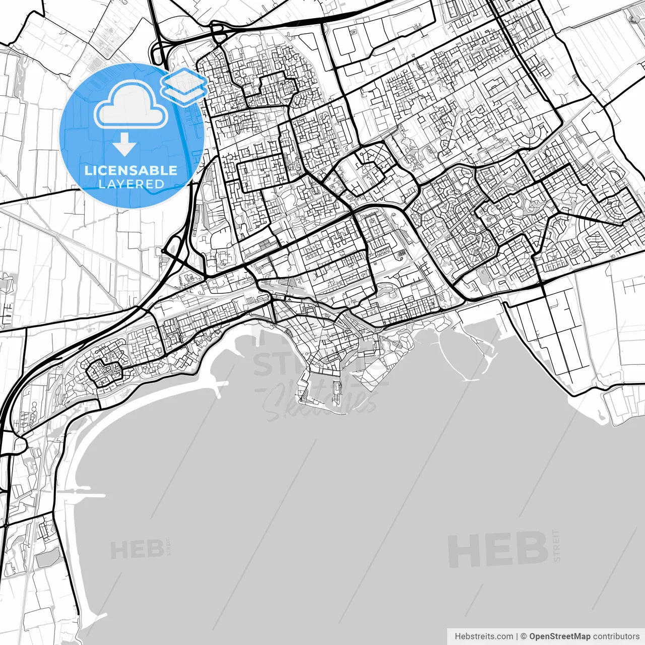 Layered PDF map of Hoorn, North Holland, Netherlands