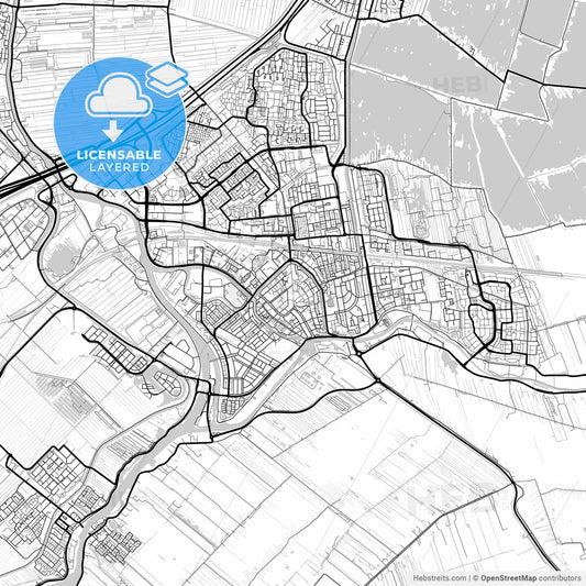 Layered PDF map of Gouda, South Holland, Netherlands