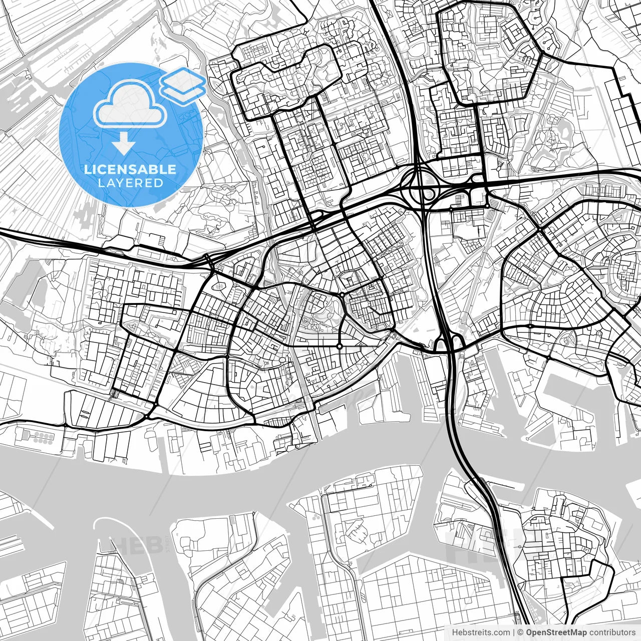 Layered PDF map of Vlaardingen, South Holland, Netherlands