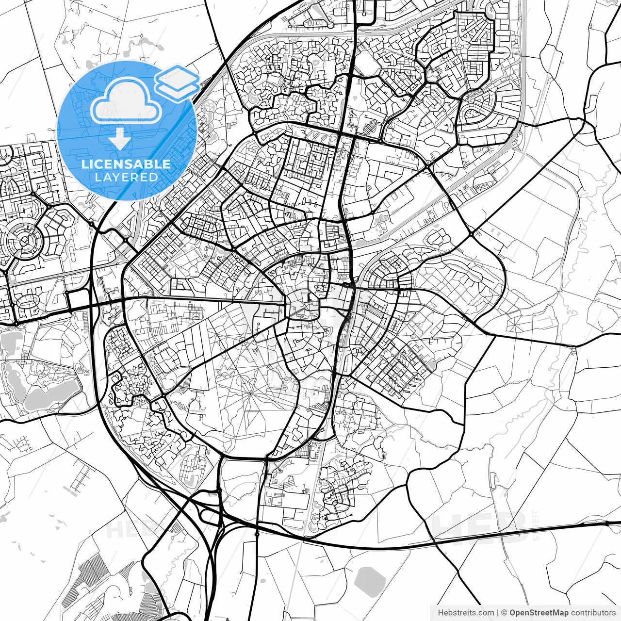 Layered PDF map of Assen, Drenthe, Netherlands