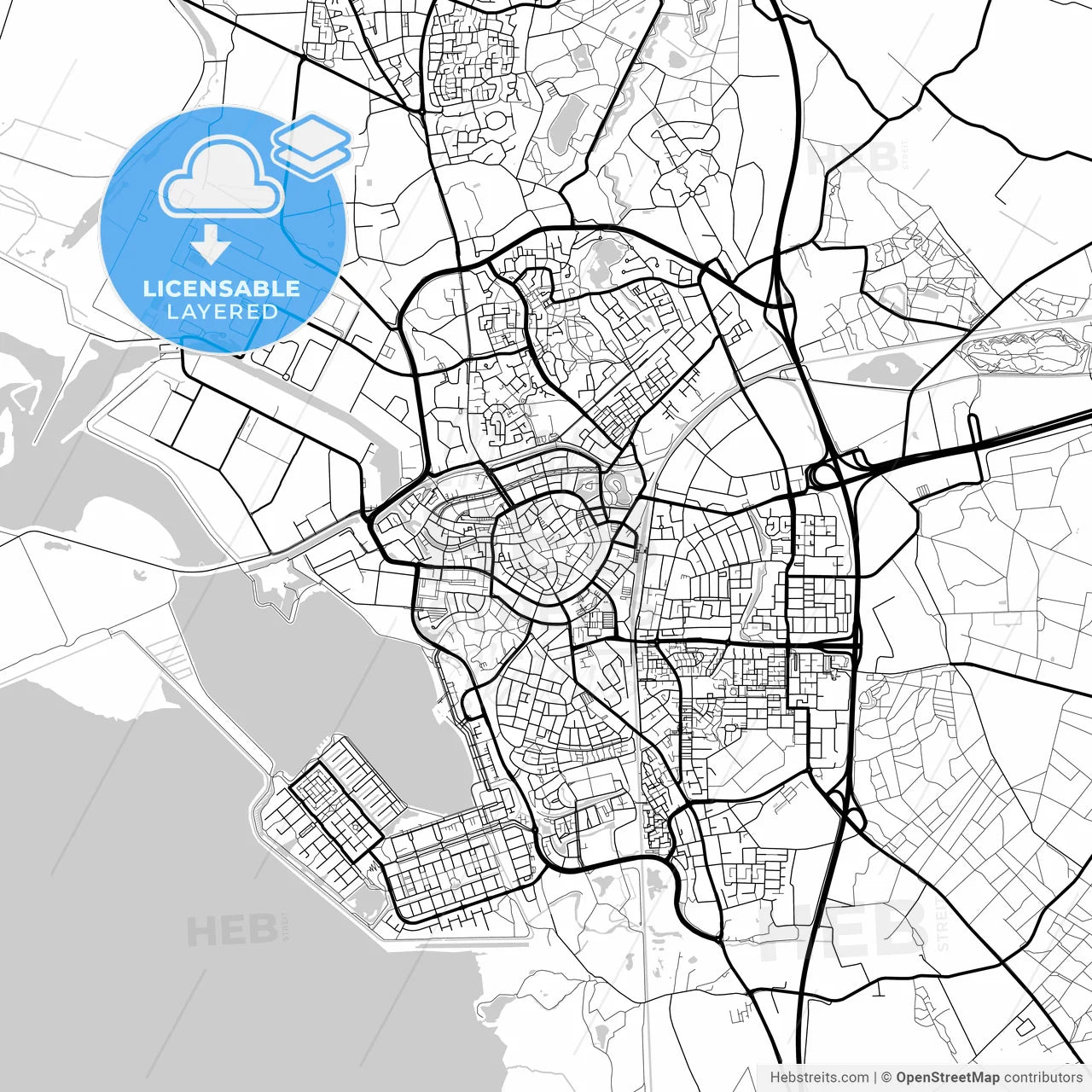 Layered PDF map of Bergen op Zoom, North Brabant, Netherlands