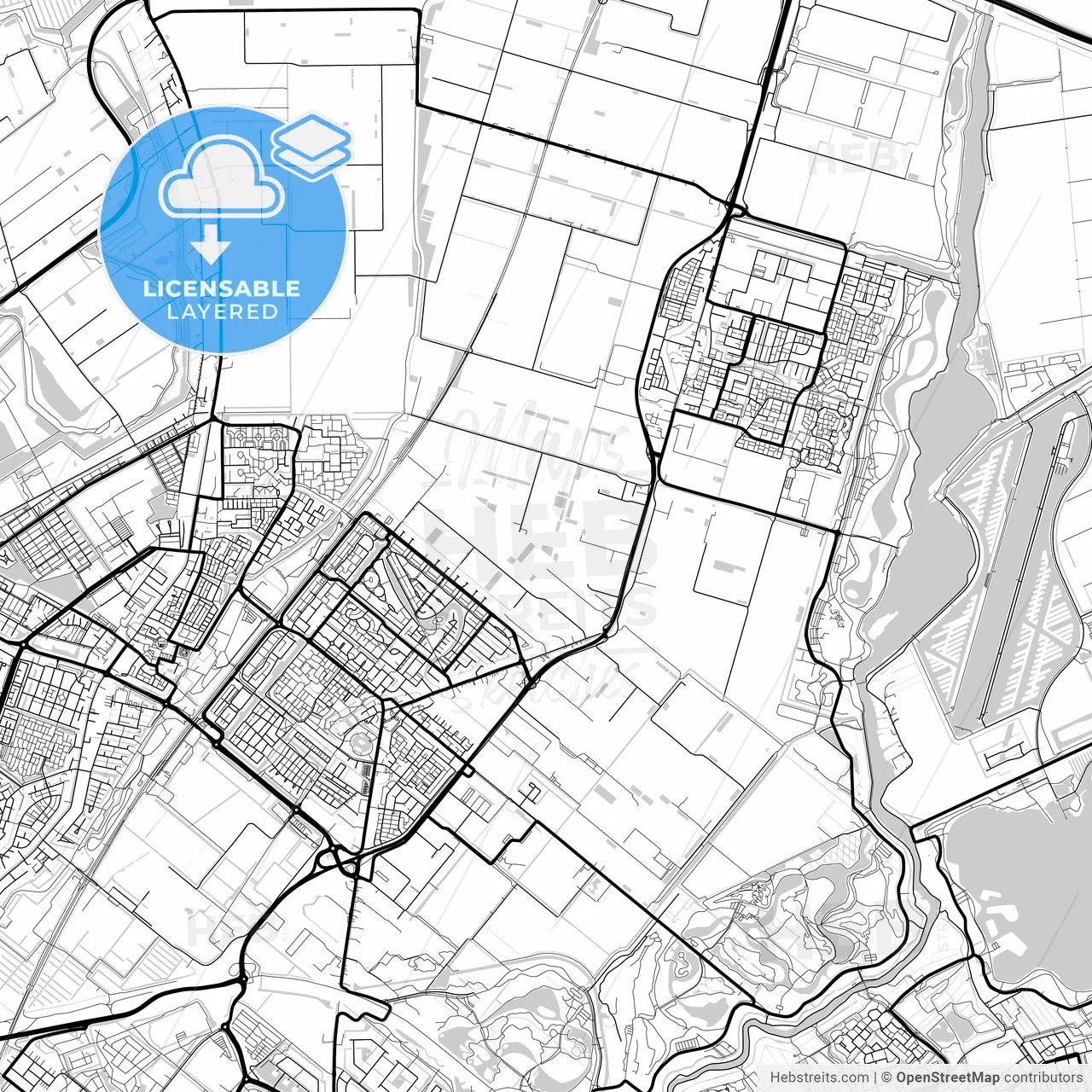 Layered PDF map of Lansingerland, South Holland, Netherlands