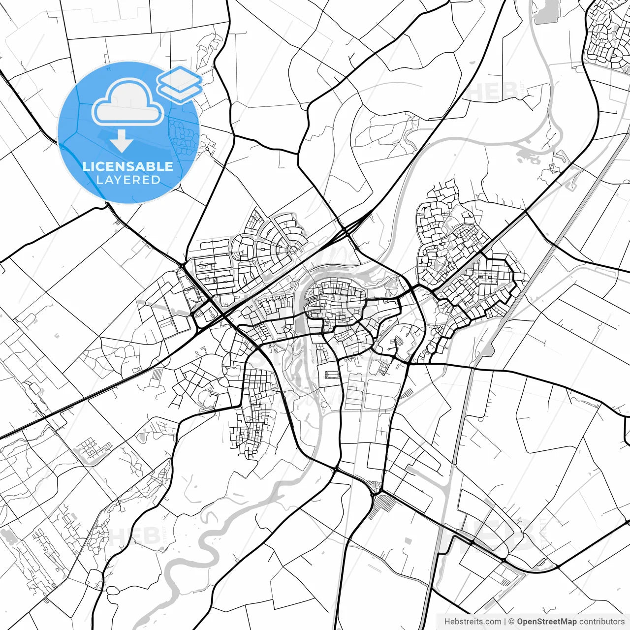 Layered PDF map of Hardenberg, Overijssel, Netherlands