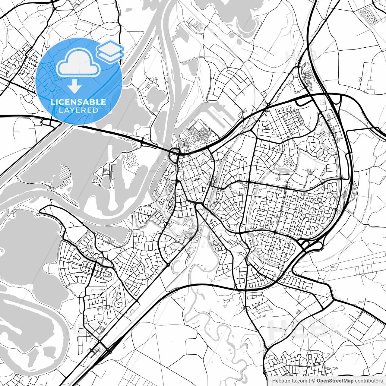 Layered PDF map of Roermond, Limburg, Netherlands