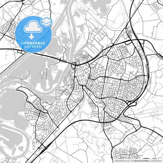 Layered PDF map of Roermond, Limburg, Netherlands