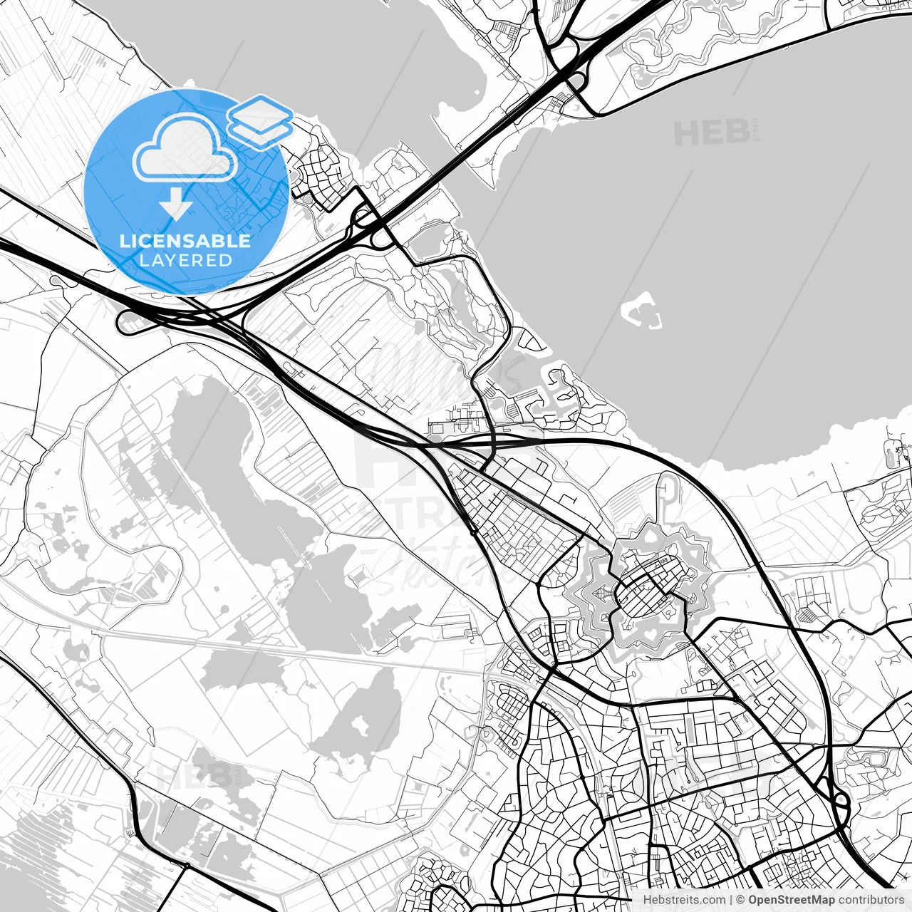Layered PDF map of Gooise Meren, North Holland, Netherlands