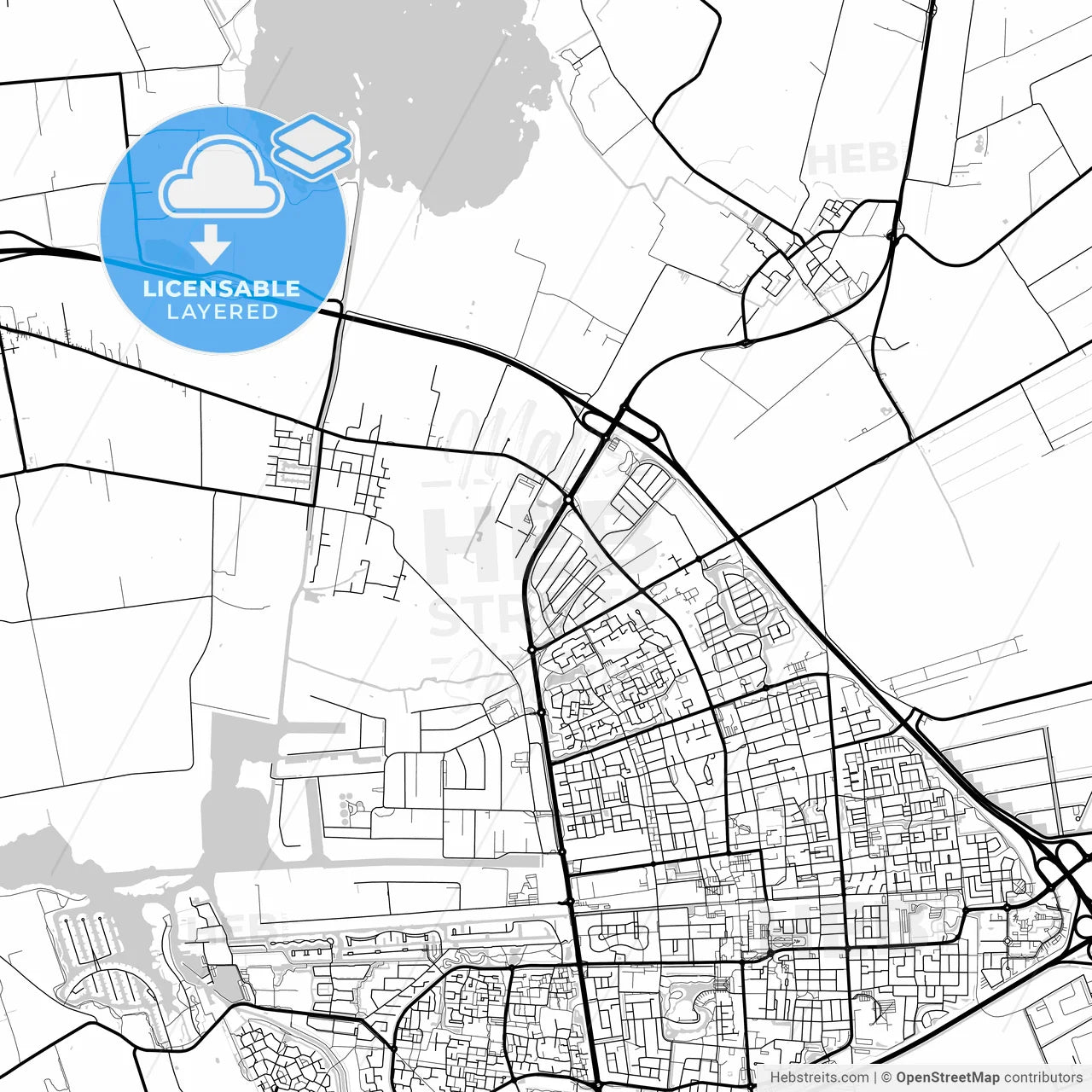 Layered PDF map of Smallingerland, Friesland, Netherlands