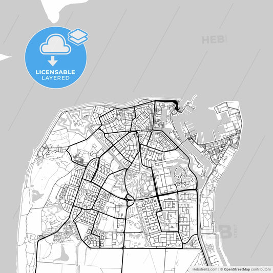 Layered PDF map of Den Helder, North Holland, Netherlands