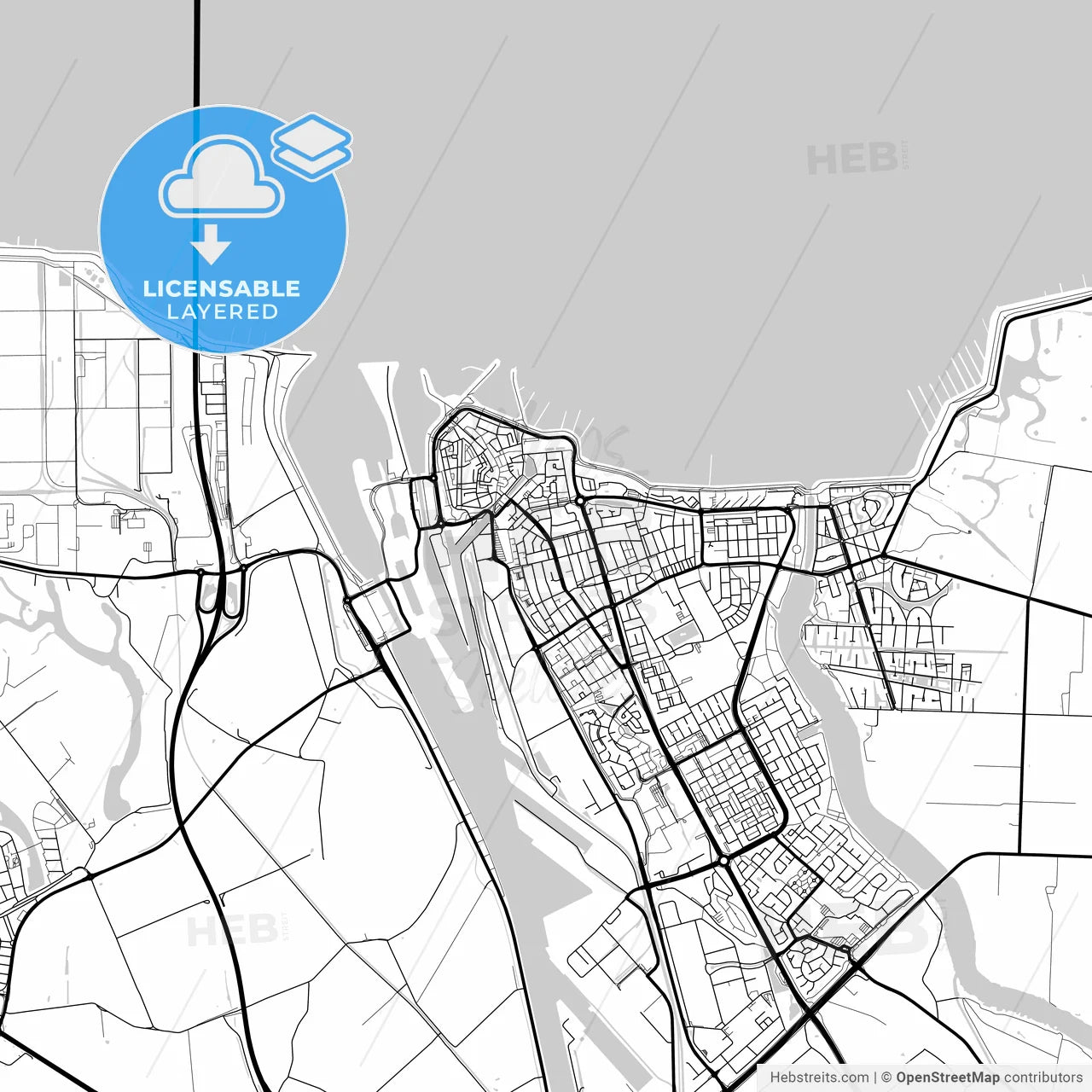 Layered PDF map of Terneuzen, Zeeland, Netherlands