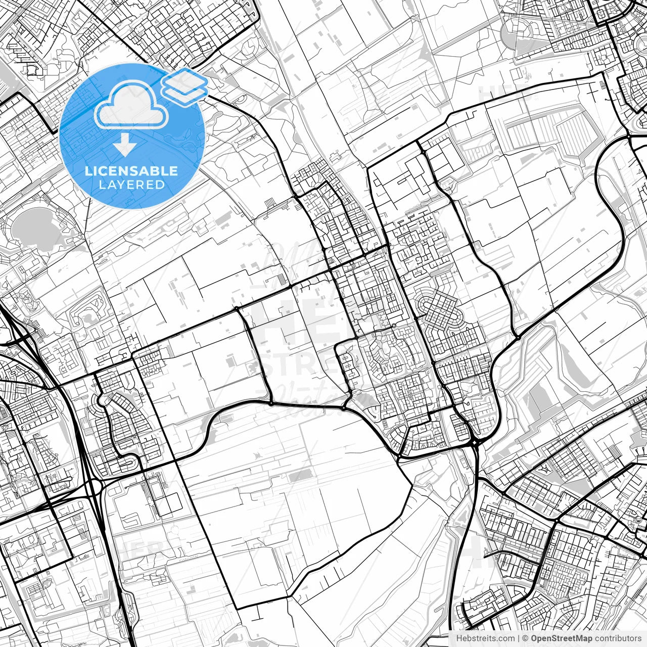 Layered PDF map of Pijnacker-Nootdorp, South Holland, Netherlands