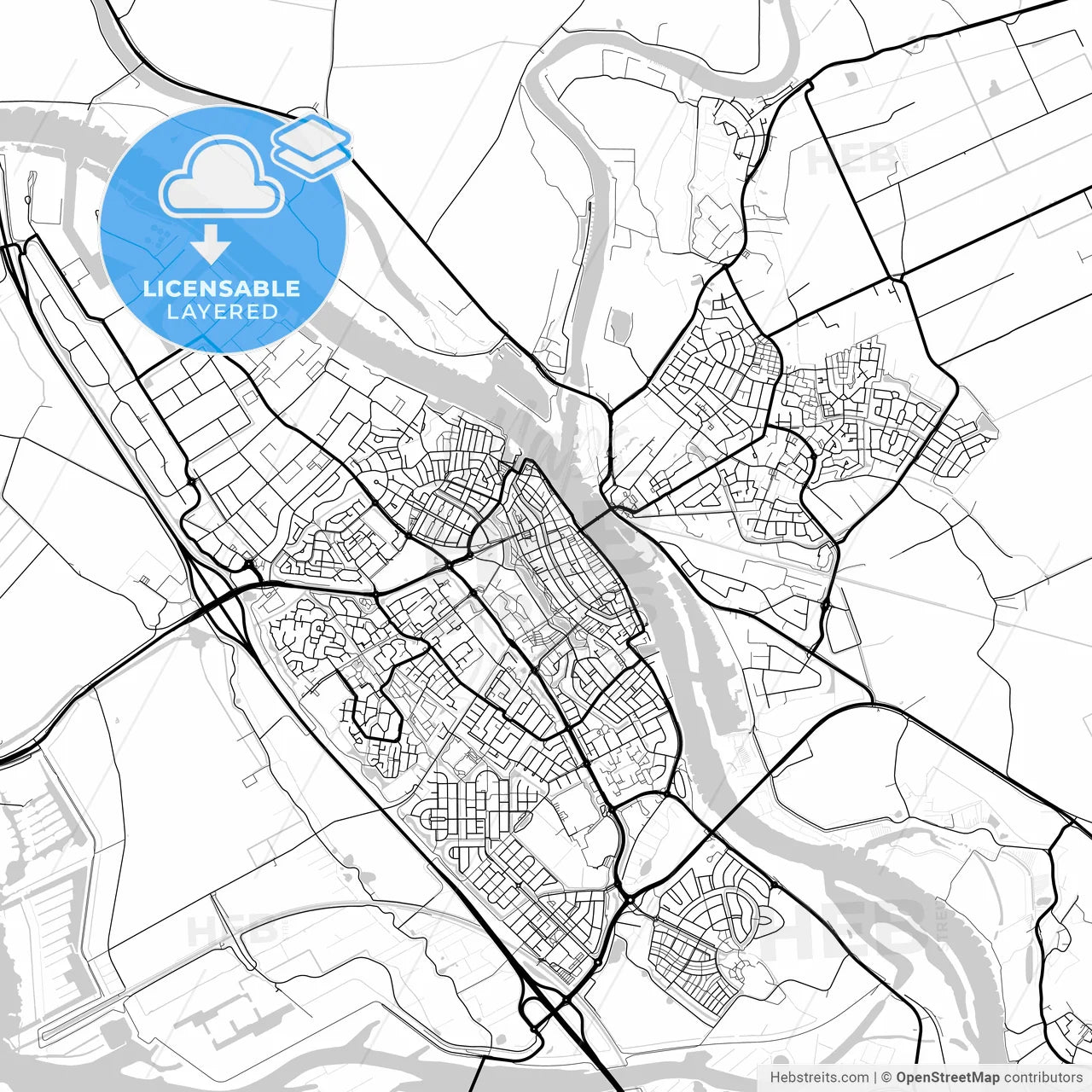 Layered PDF map of Kampen, Overijssel, Netherlands