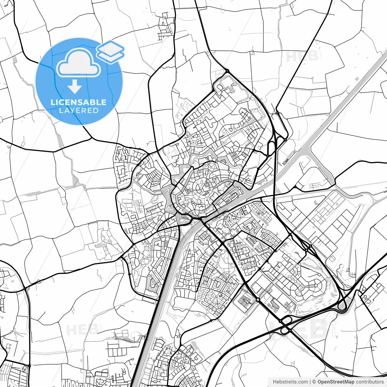 Layered PDF map of Middelburg, Zeeland, Netherlands