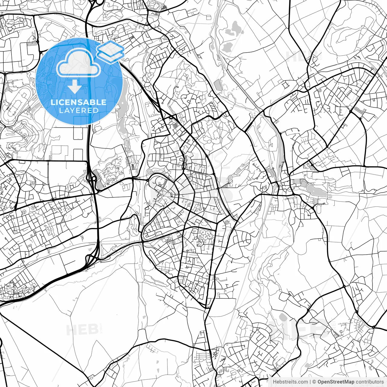 Layered PDF map of Kerkrade, Limburg, Netherlands