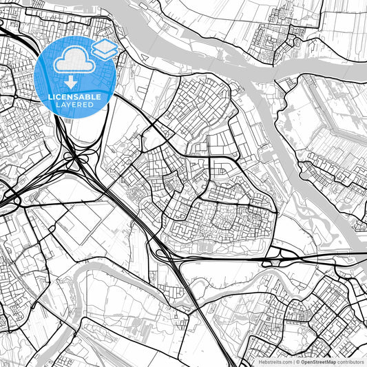 Layered PDF map of Ridderkerk, South Holland, Netherlands