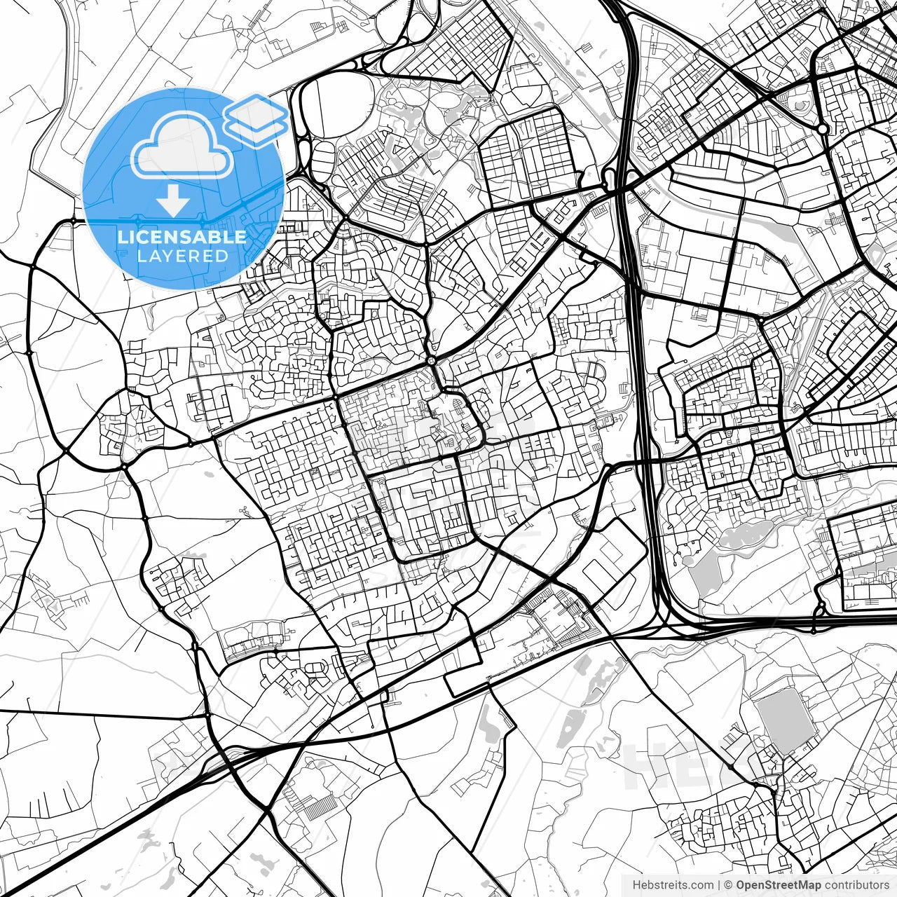 Layered PDF map of Veldhoven, North Brabant, Netherlands