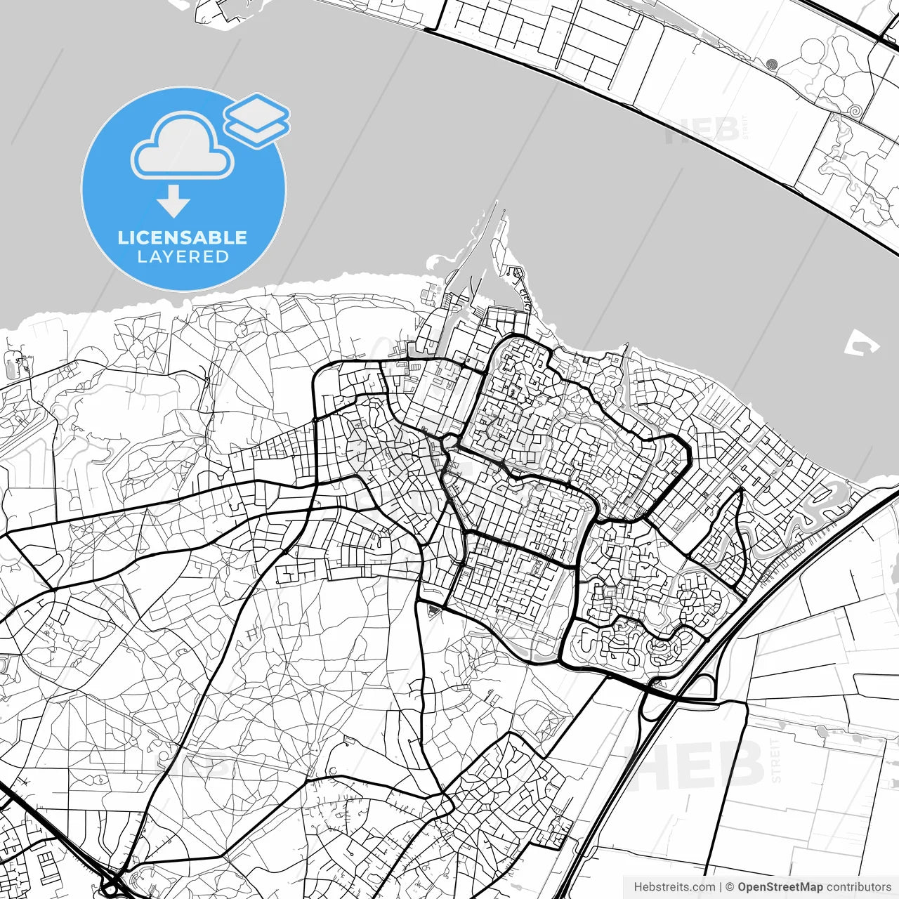 Layered PDF map of Huizen, North Holland, Netherlands