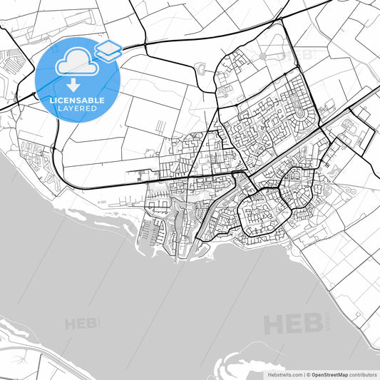 Layered PDF map of Hellevoetsluis, South Holland, Netherlands