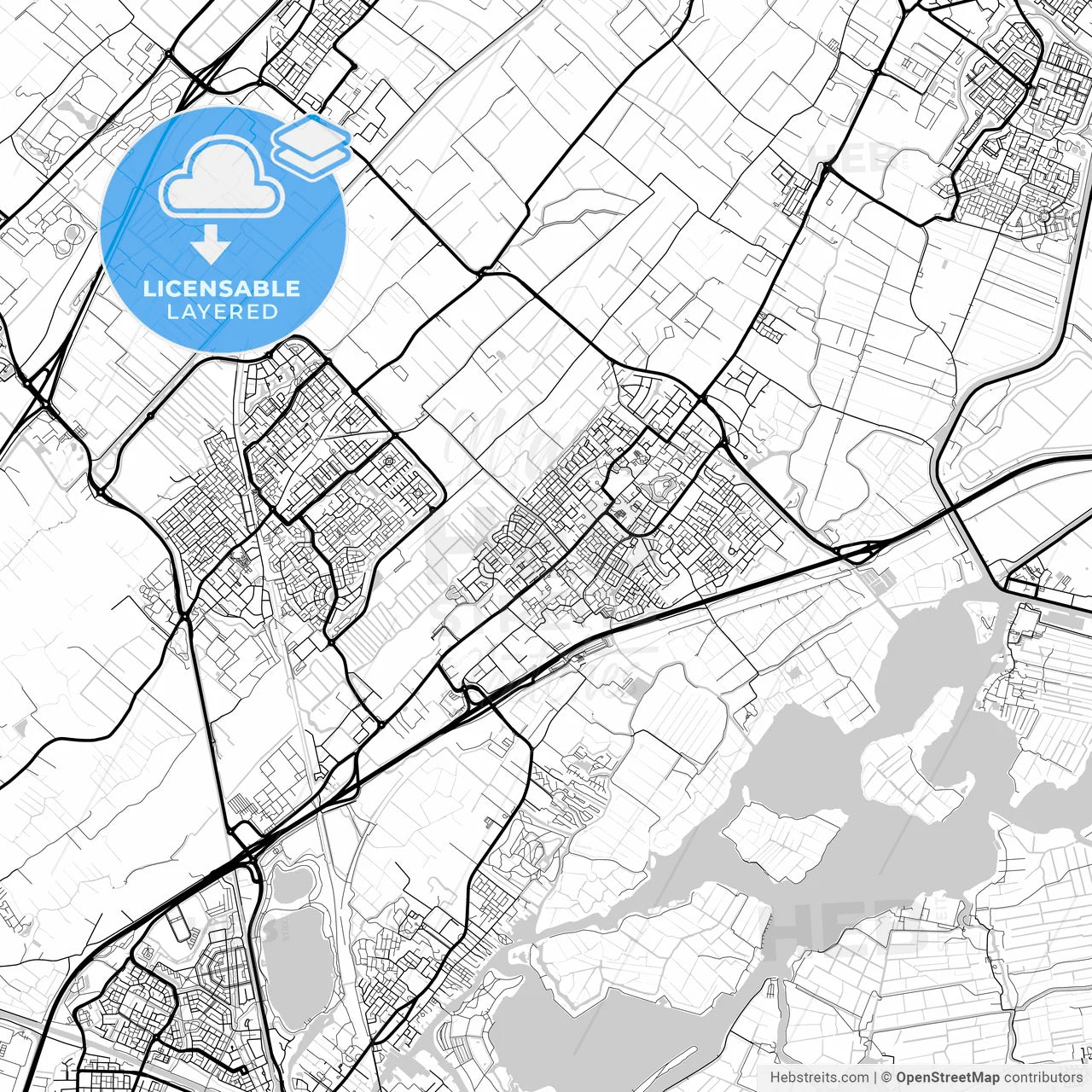 Layered PDF map of Teylingen, South Holland, Netherlands