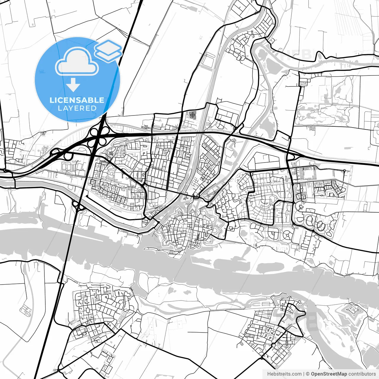 Layered PDF map of Gorinchem, South Holland, Netherlands