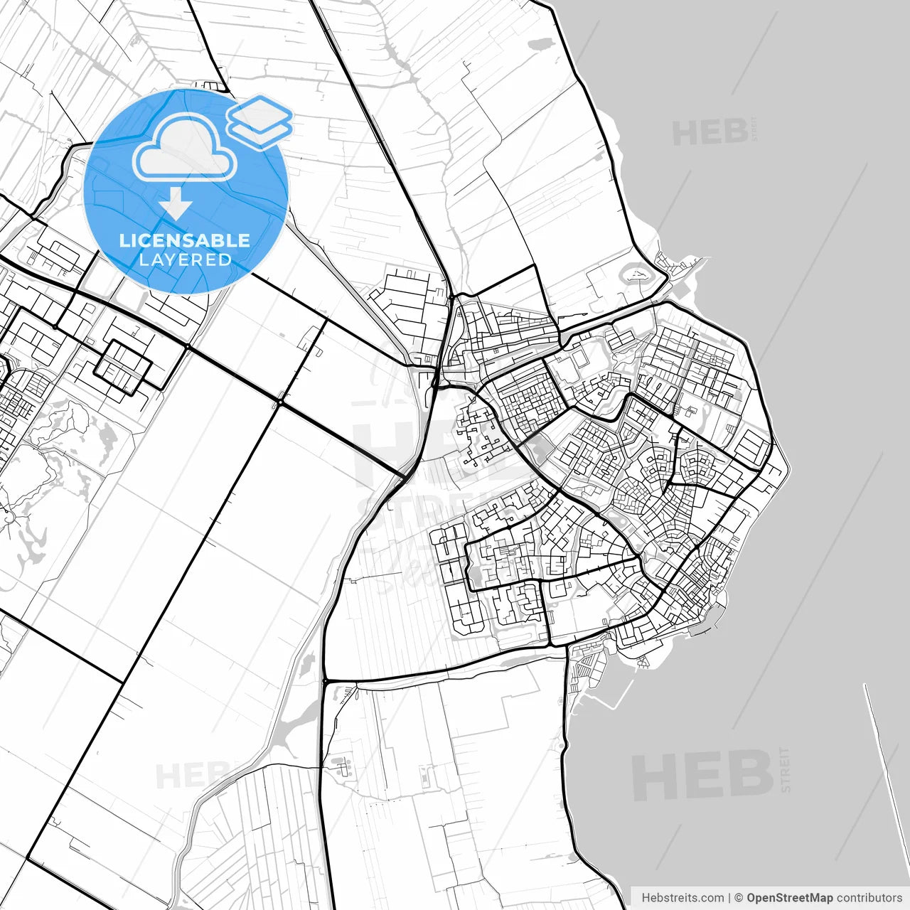 Layered PDF map of Edam-Volendam, North Holland, Netherlands