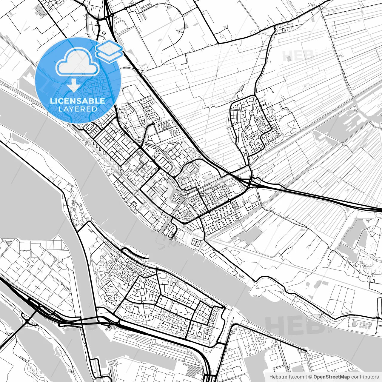 Layered PDF map of Maassluis, South Holland, Netherlands