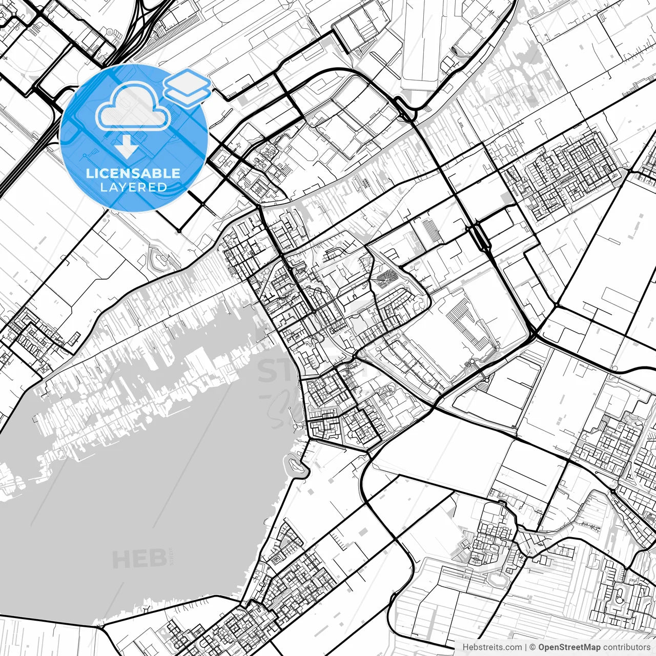 Layered PDF map of Aalsmeer, North Holland, Netherlands